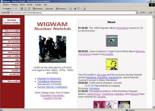 Screen capture from 1st April 2003