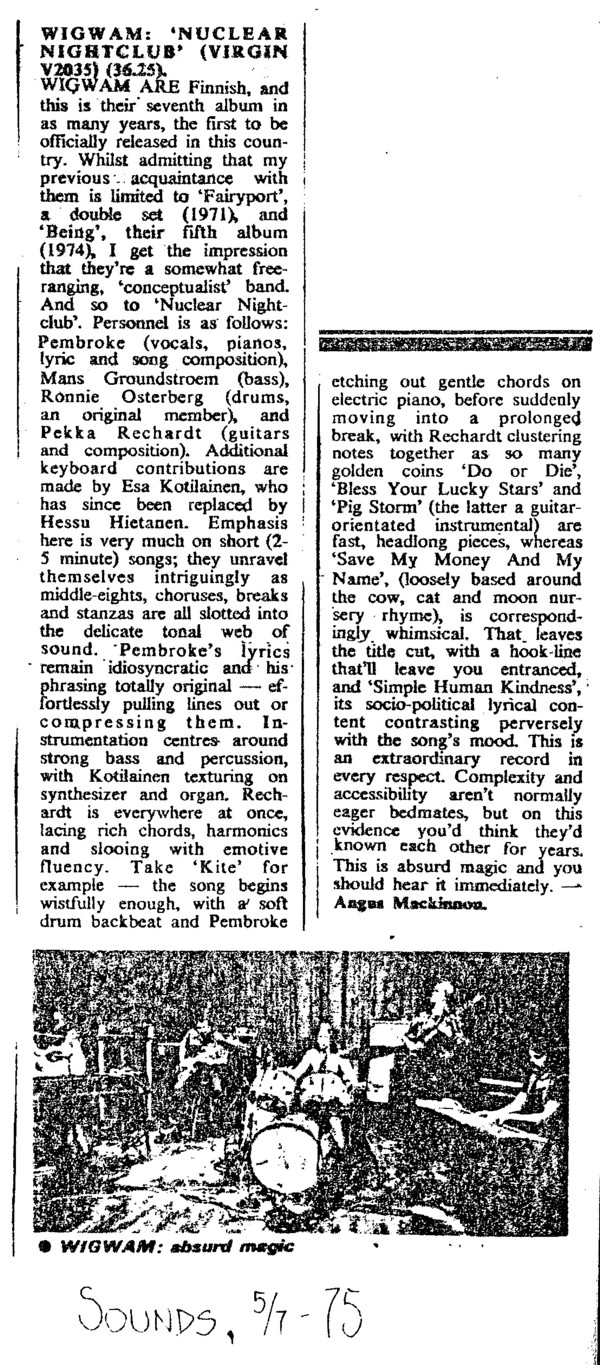 MacKinnon's review of Nuclear Nightclub from Sounds, July 5, 1975