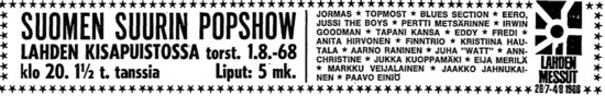 Ad from Helsingin Sanomat 31.07.68