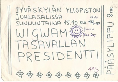 Ticket for Jyvskyl gig 15.10.1972