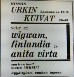 Advert from Etel-Suomen Sanomat 17.02.72