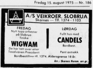Advert from Glmdalen 15.08.75
