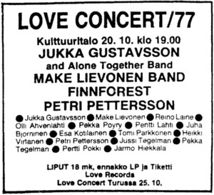 Advert for Helsinki 20.10.77