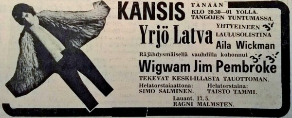 Advert from Hyvinkn Sanomat 10.05.69 for Hyvink concert