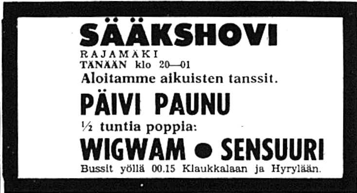 Advert for Skshovi 22.05.71
