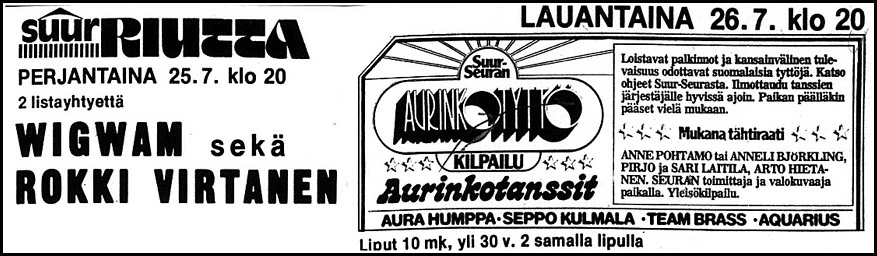 Advert for Suur-Riutta 25.07.75