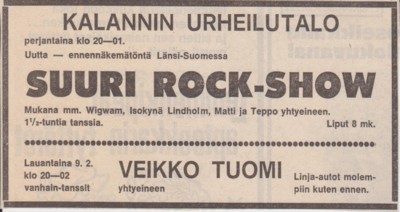 Kalanti advert from Turun Sanomat 07.02.74