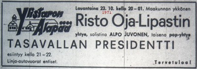 Ad for Ylistaro 23.10.71